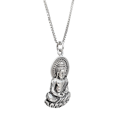 Young Buddha Necklace in Sterling Silver on 20" Chain, #7039-ss