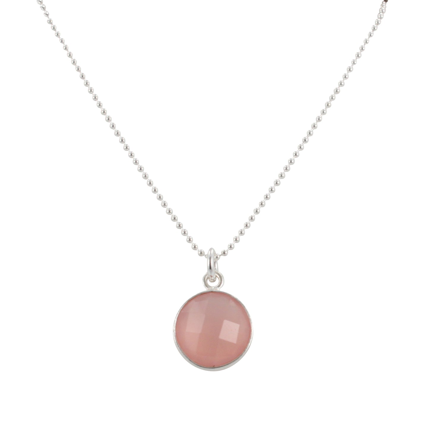 Round Gemstone Drop Necklace in Sterling Silver, #6409-ss