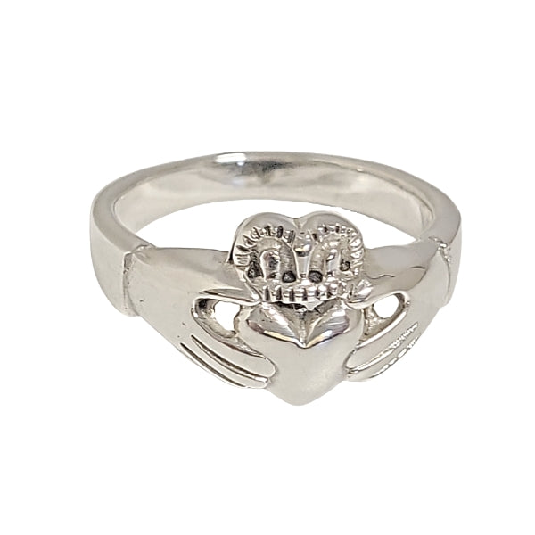 Large Heavy Irish Friendship & Love Band Celtic Claddagh Ring in Sterling Silver, Sizes 5, 8, and 9, #2603