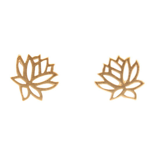 Tiny Lotus Flower Earrings in Gold, #6879-yg