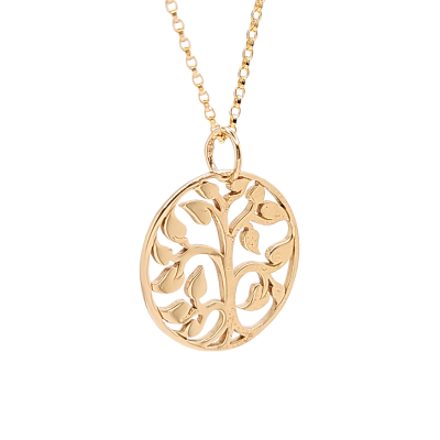 Medium Round Cut Out Design Tree of Life Pendant in Bronze on an 18" Gold Filled Chain, #8458-brz