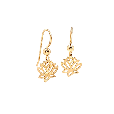 Small Lotus Dangle Earrings in Bronze and Gold #7080-brz