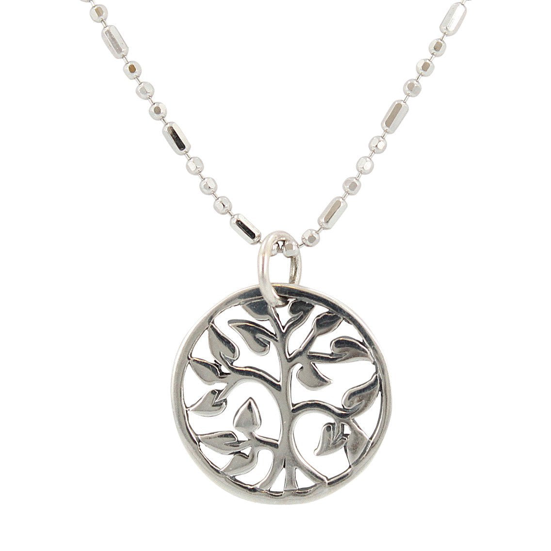 Round Small Tree of Life Necklace Bead or Box Chain, #7089-ss