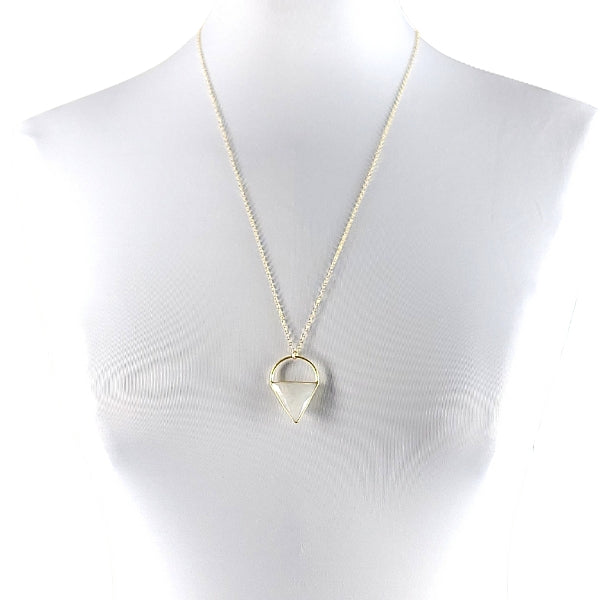 Limited Edition Moonstone Gemstone Focal Pendant Necklace in Gold Vermeil Adjustable 24" - 26" #6907