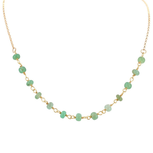 Delicate 4mm Chrysoprase Gemstone Necklace on Gold Filled Chain, #6527-yg