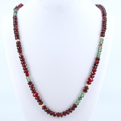 Mozambique Garnet, Green Apatite and Swarovski Crystal Gemstone Choker with Gold Vermeil Accents and Toggle, 7746