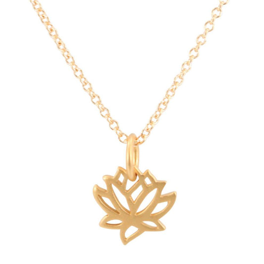 Gold Plated Silver Tiny Lotus Necklace, #7087-yg