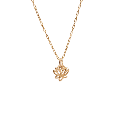 Tiny Bronze Lotus Flower Gold Necklace, #7087-brz