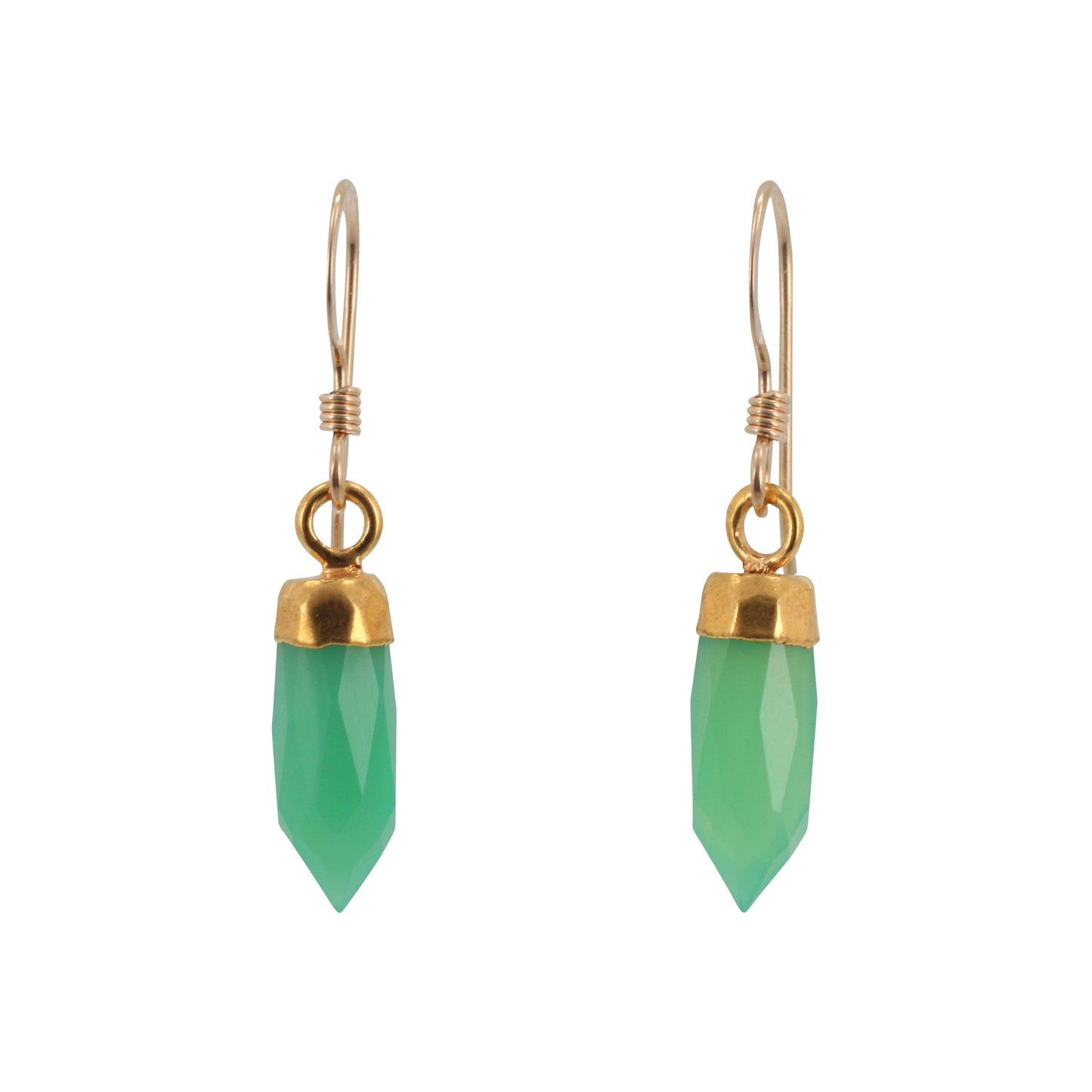 New Stones! Gold Gemstone Point Dangle Earrings , #6499-yg