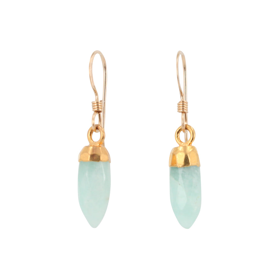 New Stones! Gold Gemstone Point Dangle Earrings , #6499-yg