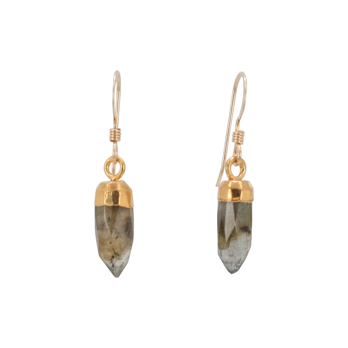 New Stones! Gold Gemstone Point Dangle Earrings , #6499-yg