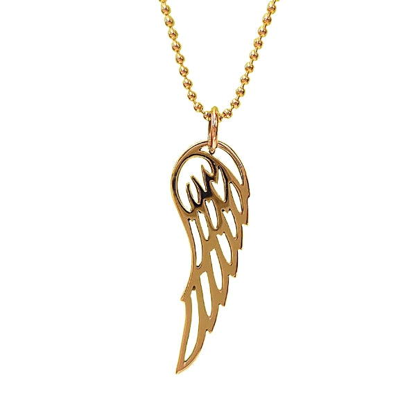 Large Angel Wing Pendant in Bronze on a 18" Gold Filled Bead Chain, #8009