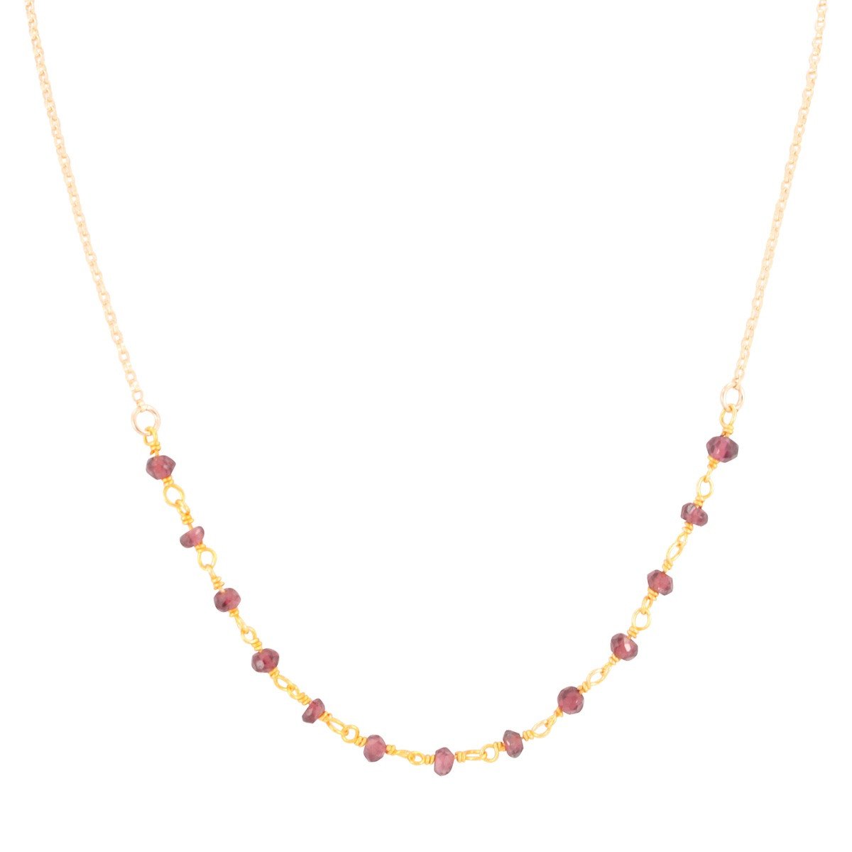 Delicate Garnet Gemstone Necklace on Gold Filled Chain (Heart Chakra), #6527-yg