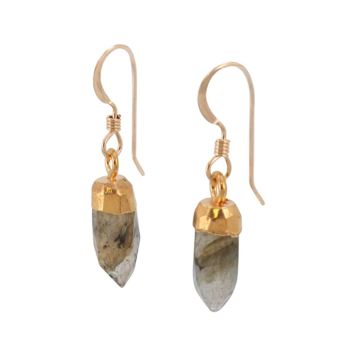 New Stones! Gold Gemstone Point Dangle Earrings , #6499-yg