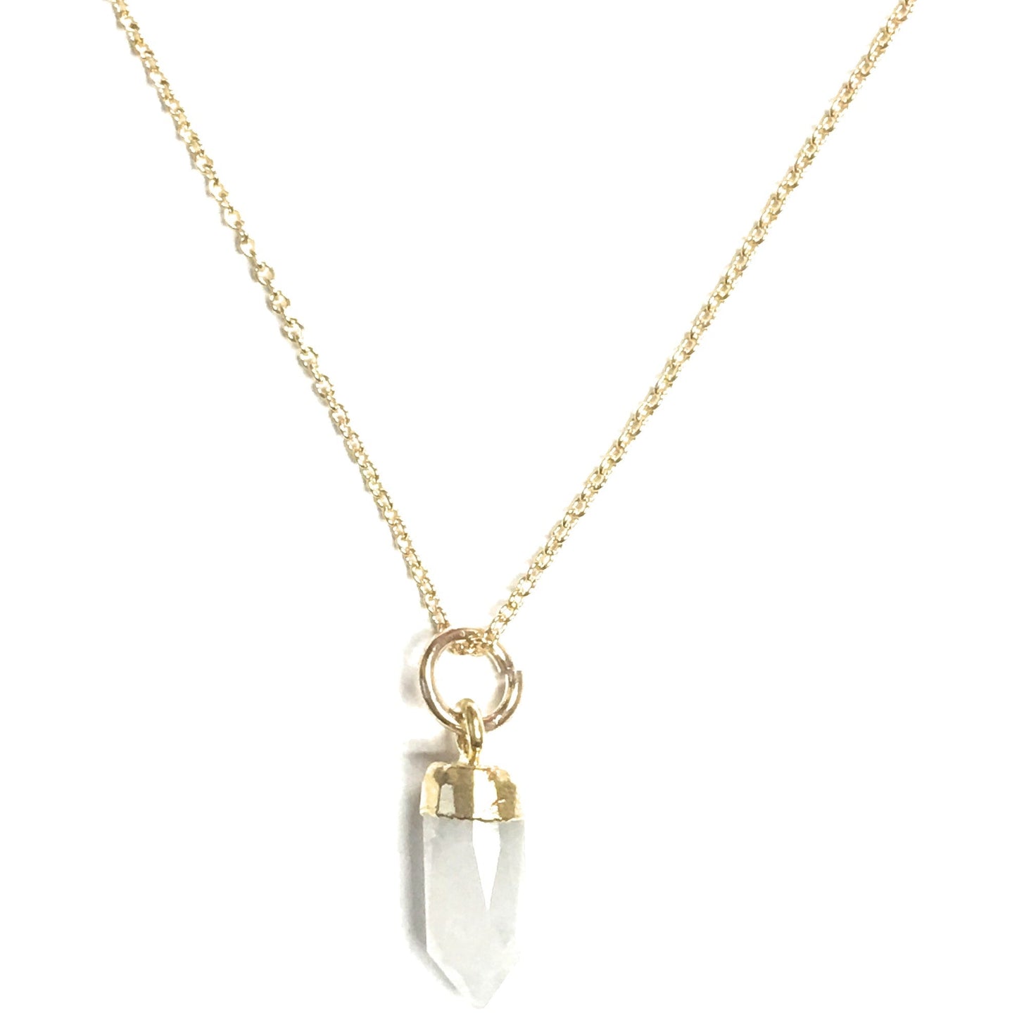 Small Gold Gem Point Necklace, Stone Choice, #6488-yg