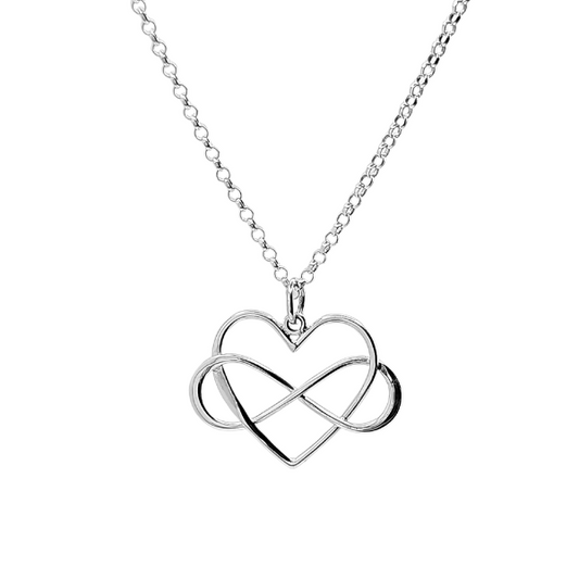 Large Infinity Heart Necklace in Sterling Silver 16', 18" or 20" #6298