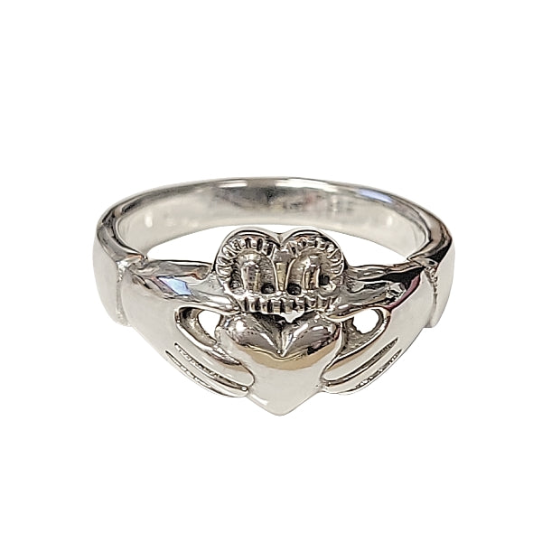 Large Heavy Irish Friendship & Love Band Celtic Claddagh Ring in Sterling Silver, Sizes 5, 8, and 9, #2603