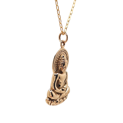 Limited Edition Detailed Sitting Young Buddha Necklace on a 16", 18" or 20" Gold Fill Chain #6181