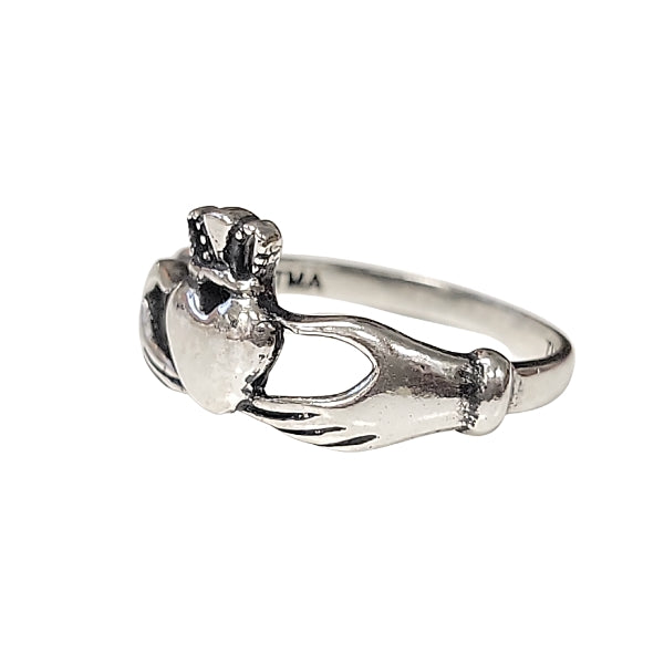 Small Irish Friendship & Love Band Celtic Claddagh Ring in Sterling Silver, Sizes 6, 7, 8, and 9, #2602