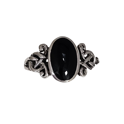 Zoe and Piper Black Onyx Oblong Sterling Silver Ring #6012