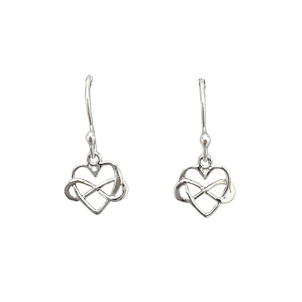 Small Infinity Heart Dangle Earrings in Sterling Silver #6328