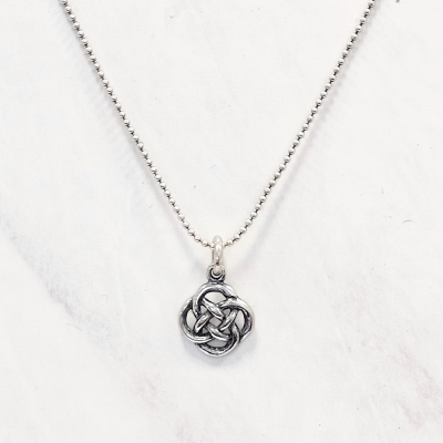 Small Celtic Love Knot Necklace in Sterling Silver on a 18" Bead Chain