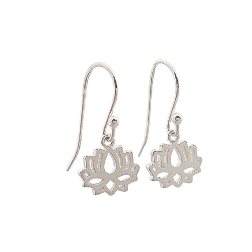 Open Lotus Dangle Earrings in Sterling Silver #9003