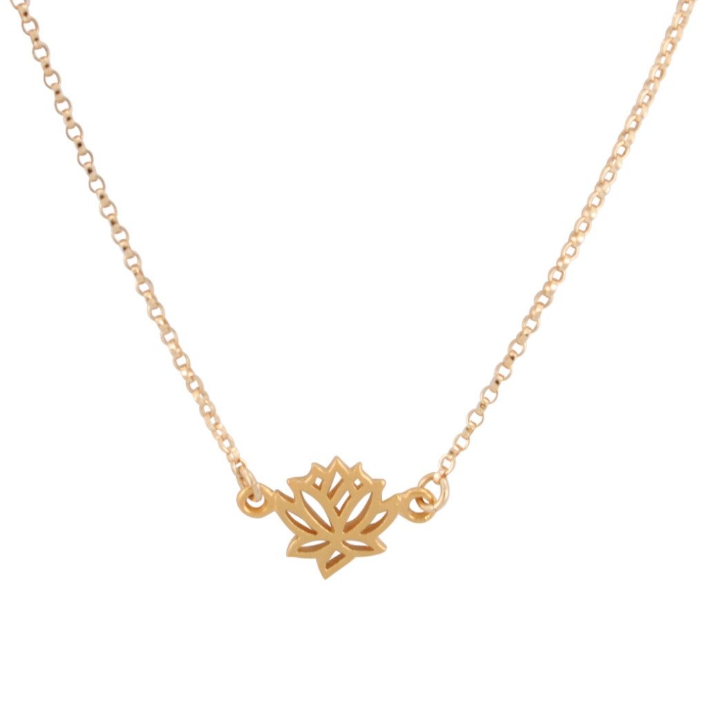 Delicate Gold Lotus Flower Necklace, #6543-yg