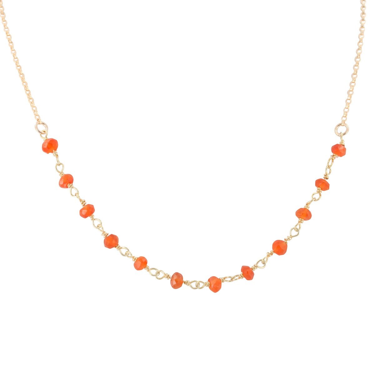 Delicate Carnelian Gemstone Necklace on Gold Filled Chain (Sacral Chakra), #6527-yg