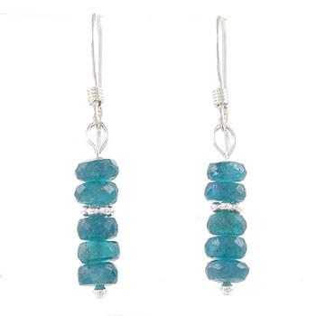 Dainty Blue Apatite and Sterling Silver Dangle Earrings, #8097-ss