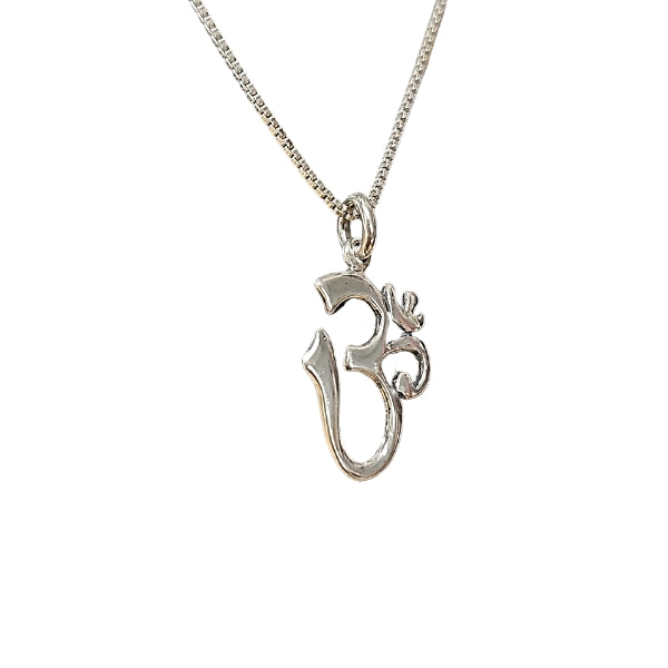 Calligraphy Style Om (Aum) Pendant in Sterling Silver on 18" or 20" Chain, #2102