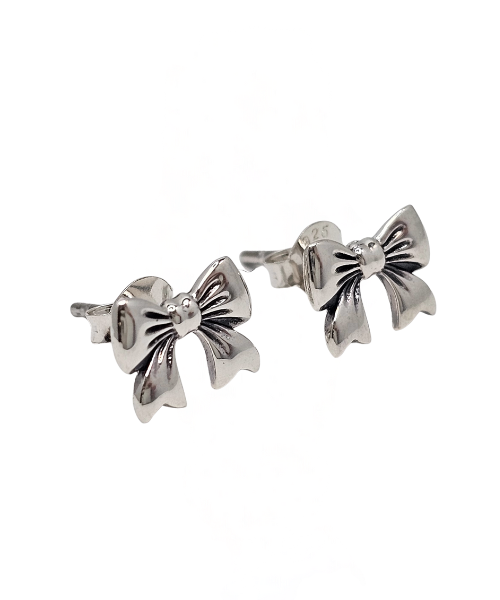 Delicate Bow Stud Earrings in Sterling Silver