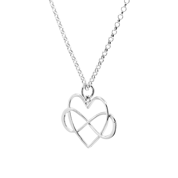 Large Infinity Heart Necklace in Sterling Silver 16', 18" or 20" #6298