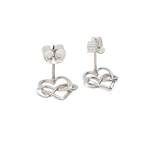 Infinity Heart Stud Earrings in Sterling Silver #6301