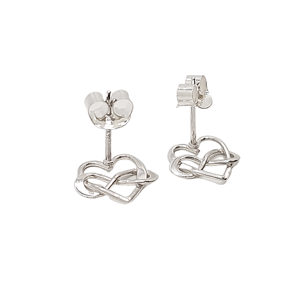 Infinity Heart Stud Earrings in Sterling Silver 6301