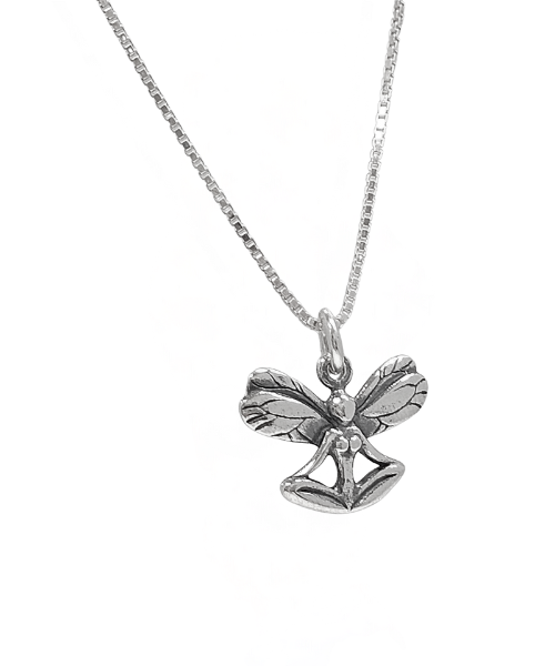 Limited Edition Double Wing Yoga Fairy 18" Necklace in Sterling Silver #6271