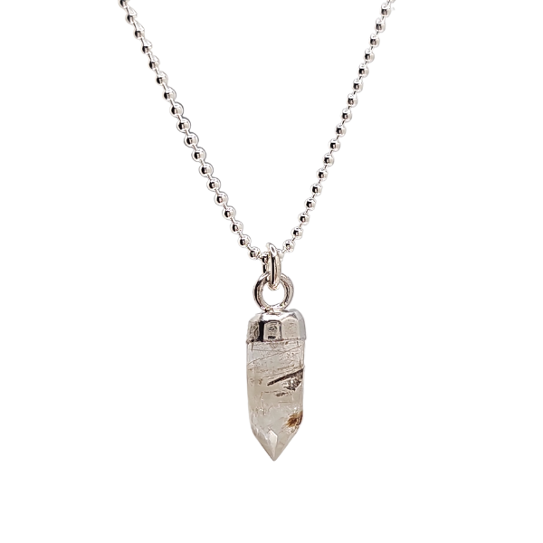 Small Sterling Silver Gem Point Necklace, Stone Choice, #6488-ss