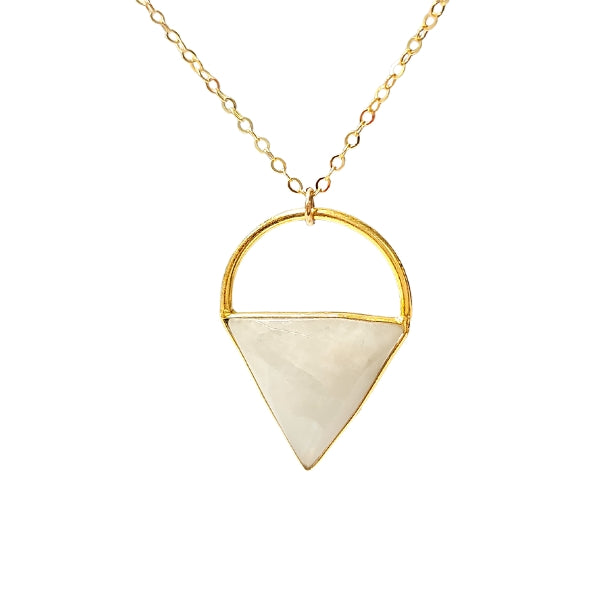 Limited Edition Moonstone Gemstone Focal Pendant Necklace in Gold Vermeil Adjustable 24" - 26" #6907