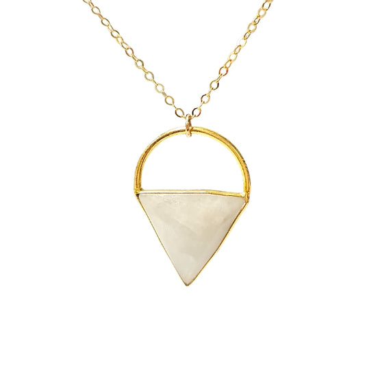 Limited Edition Moonstone Gemstone Focal Pendant Necklace in Gold Vermeil Adjustable 24" - 26" #6907