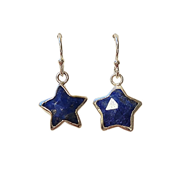 Star Shape Gemstone Earrings in Sterling Silver, Stone Choice, #8158-ss