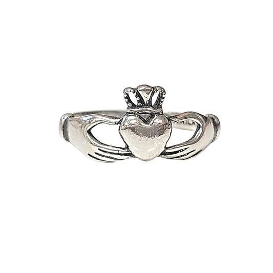 Small Irish Friendship & Love Band Celtic Claddagh Ring in Sterling Silver, Sizes 6, 7, 8, and 9, #2602