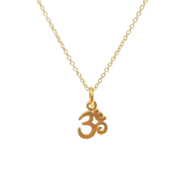 Tiny Om Necklace in 24k Plated Bronze on 16" or 18" chain, #6837-yg