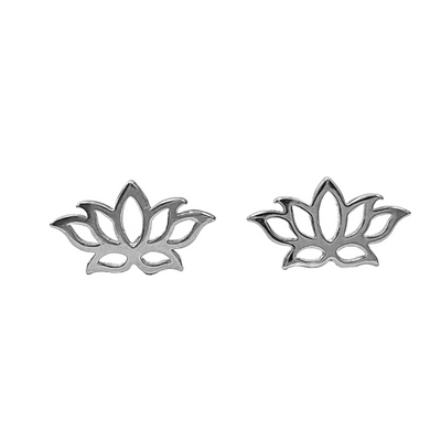 New! Open Lotus Stud Earrings in Sterling Silver or 18K Gold