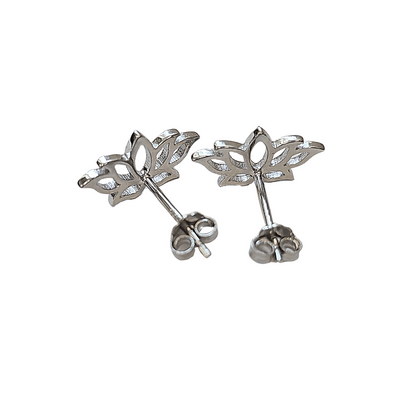 New! Open Lotus Stud Earrings in Sterling Silver or 18K Gold