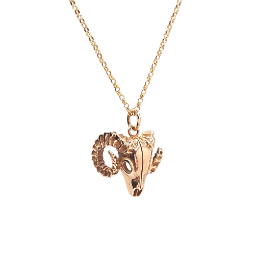 Ram Skull Necklace in Bronze, #6423-brz