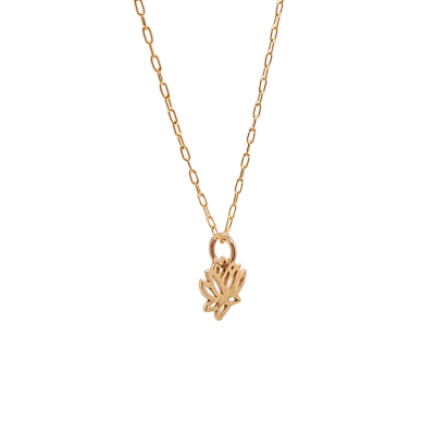 Tiny Bronze Lotus Flower Gold Necklace, #7087-brz