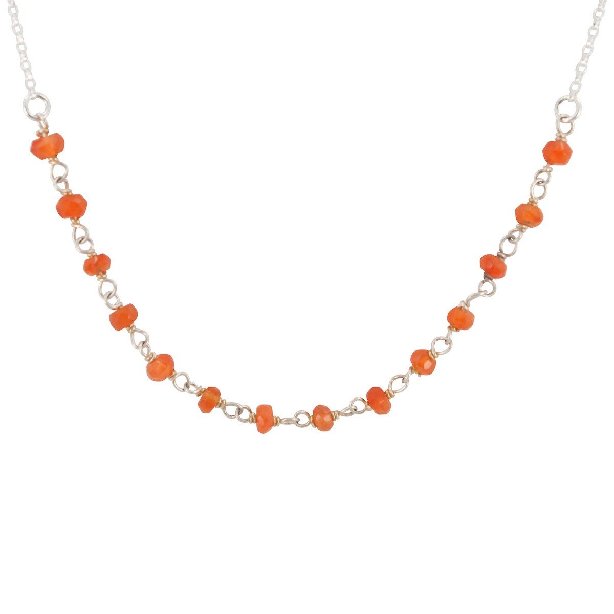 Delicate 3.5mm Carnelian Gemstone Necklace on Sterling Silver Chain, #6527-ss