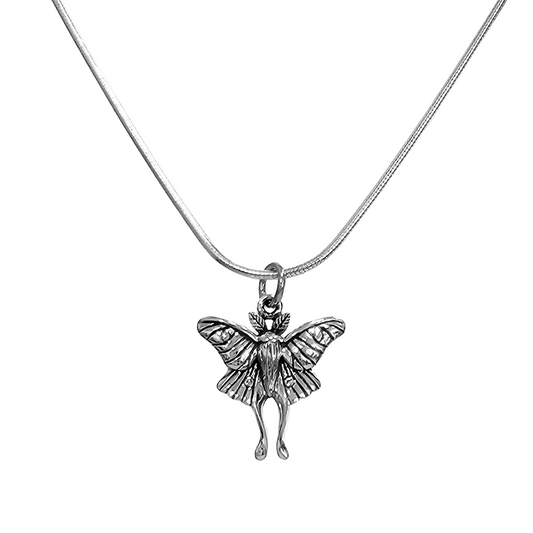 New! Detailed Luna Moth Sterling Silver Pendant on 20"Snake Necklace #9012-ss