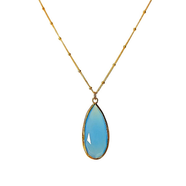 Blue Chalcedony Gold Necklace 18" or 20", #6385-yg