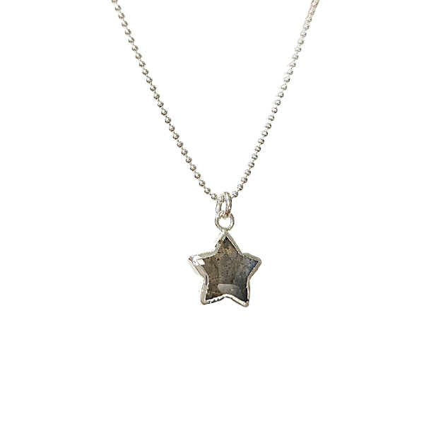 Star Shape Gemstone Necklace in Sterling Silver, Stone Choice, #6158-ss